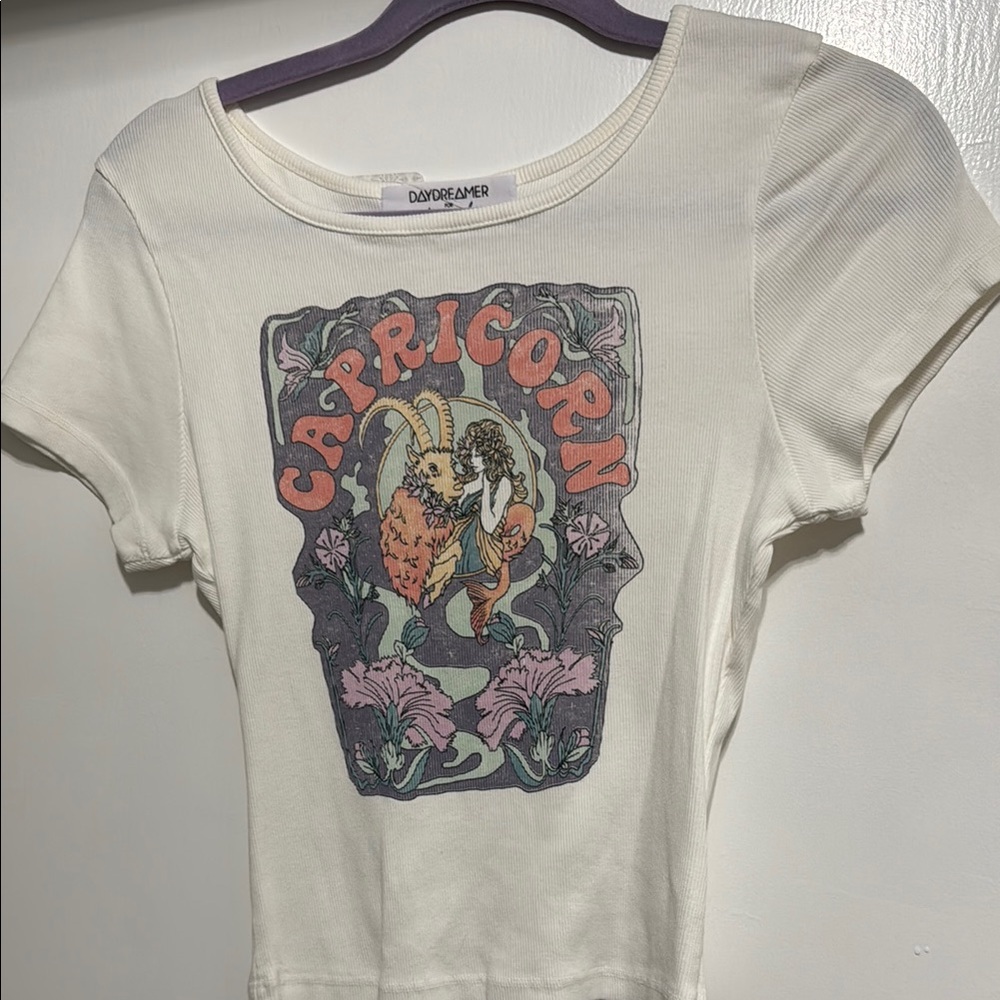 Daydreamer x Free People White Capricorn Graphic Tee
